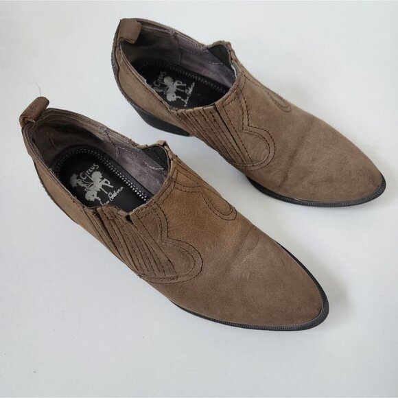 SAM EDELMAN | Halton Western Ankle Bootie Brown Taupe Leather embellished sz 6M - Picture 4 of 7